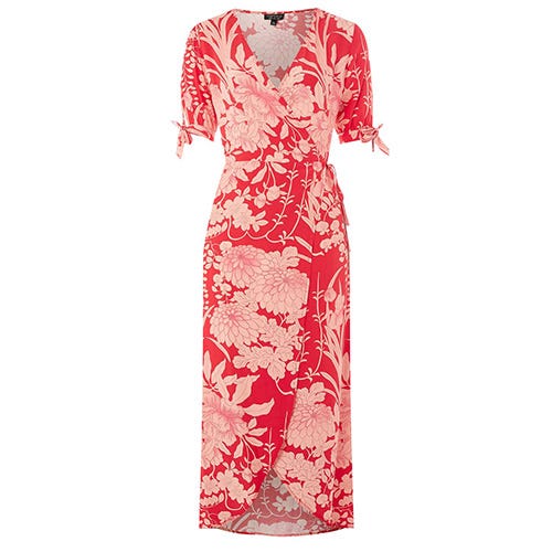 Clothing, Day dress, Dress, Pink, Sleeve, Sheath dress, Neck, Textile, Gown, Pattern, 