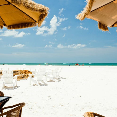 Body of water, Coastal and oceanic landforms, Sky, Shore, Summer, Ocean, Beach, Outdoor furniture, People on beach, Sand, 