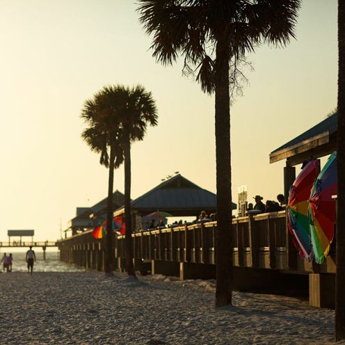 Tints and shades, Arecales, Shade, Beach, Evening, Palm tree, Sabal palmetto, People on beach, Tent, Sand, 
