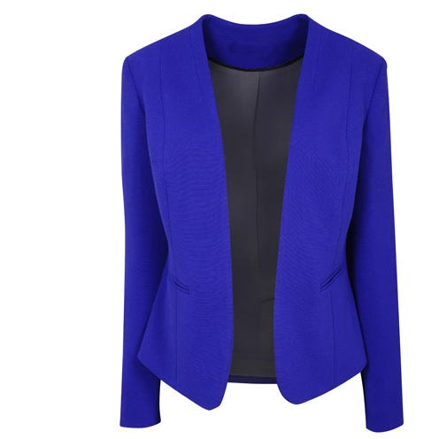 Clothing, Blue, Sleeve, Coat, Collar, Textile, Outerwear, Electric blue, Cobalt blue, Fashion, 