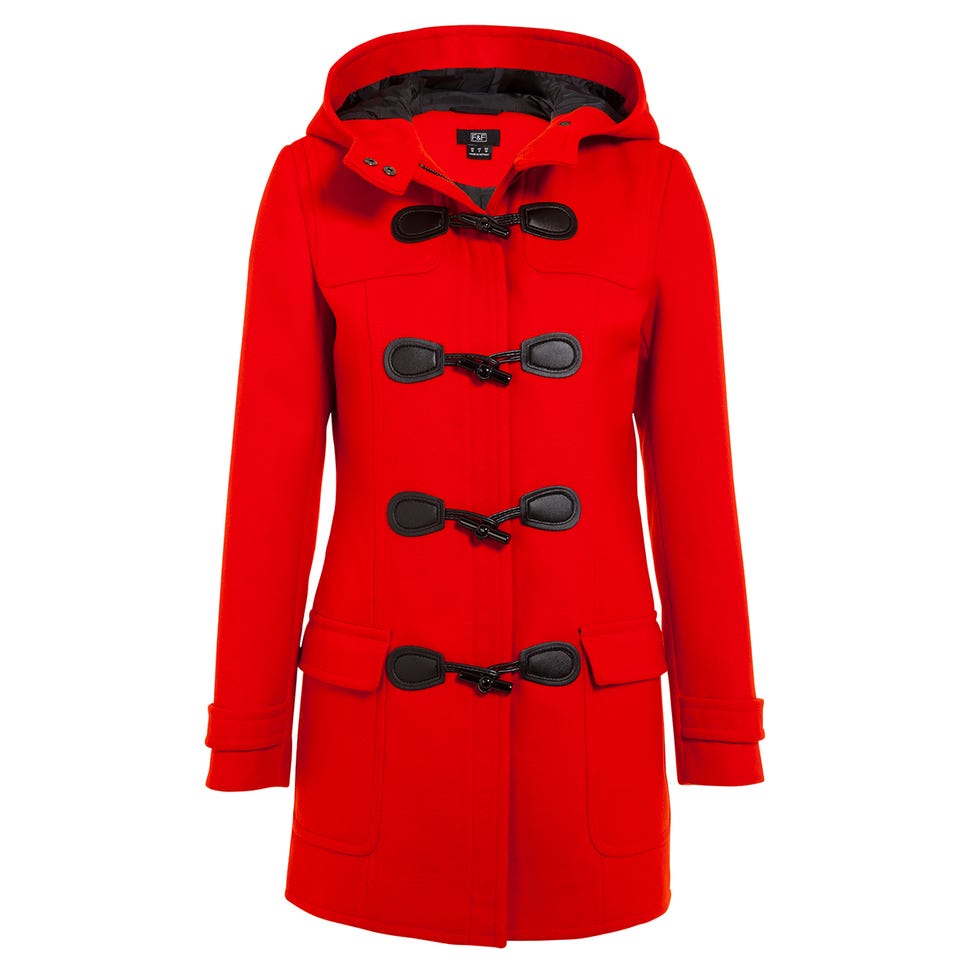 Sleeve, Collar, Textile, Red, Outerwear, Standing, Coat, Pattern, Carmine, Fashion, 