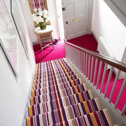 Floor, Flowerpot, Flooring, Room, Interior design, Property, Stairs, Home, Purple, Real estate, 