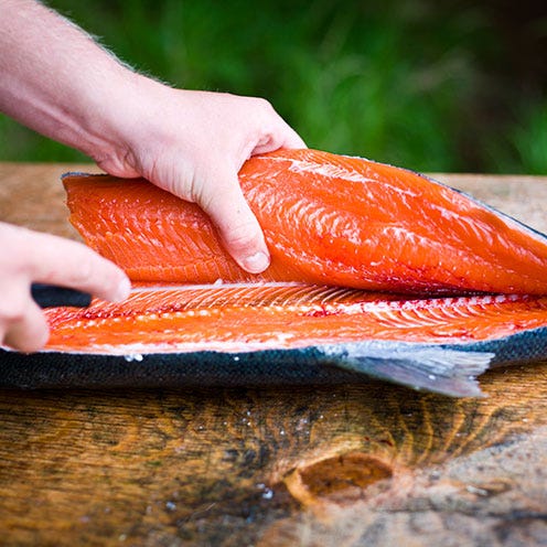 Finger, Food, Orange, Nail, Seafood, Ingredient, Salmon, Fish, Fish slice, Lox, 