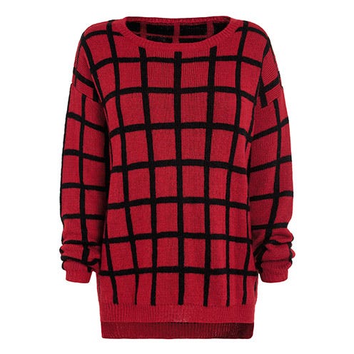 Product, Sweater, Sleeve, Pattern, Textile, Red, Outerwear, White, Wool, Woolen, 