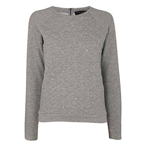 Product, Sleeve, Textile, Sweater, White, Collar, Pattern, Fashion, Grey, Woolen, 