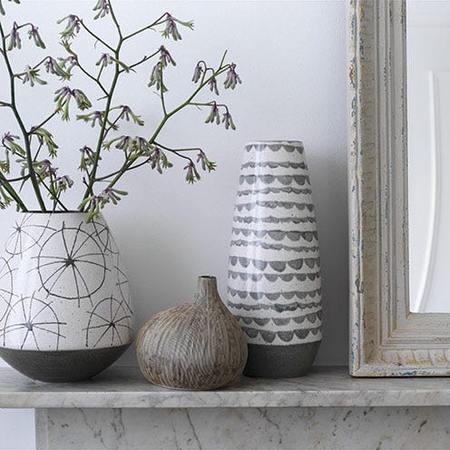Wall, Artifact, Interior design, Porcelain, Art, Twig, Vase, Ceramic, Still life photography, Grey, 