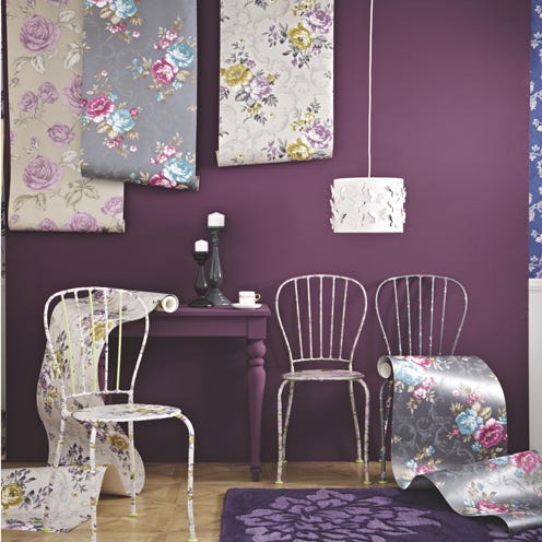 Room, Purple, Interior design, Furniture, Wall, Chair, Violet, Lavender, Interior design, Paint, 