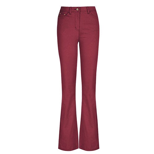 Clothing, Brown, Denim, Textile, Standing, Red, Jeans, Pocket, Magenta, Waist, 