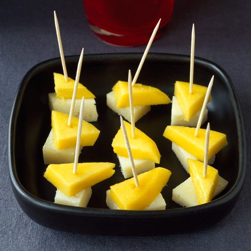 Food, Yellow, Dish, Cuisine, Ingredient, Toothpick, Skewer, Fruit, Brochette, Recipe, 