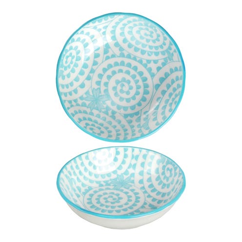 Turquoise, Aqua, Teal, Pattern, Azure, Circle, Serveware, Dishware, Kitchen utensil, Ceramic, 