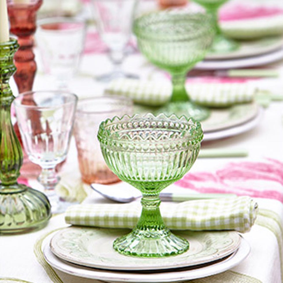 Green, Serveware, Dishware, Glass, Drinkware, Barware, Stemware, Tableware, Linens, Plate, 