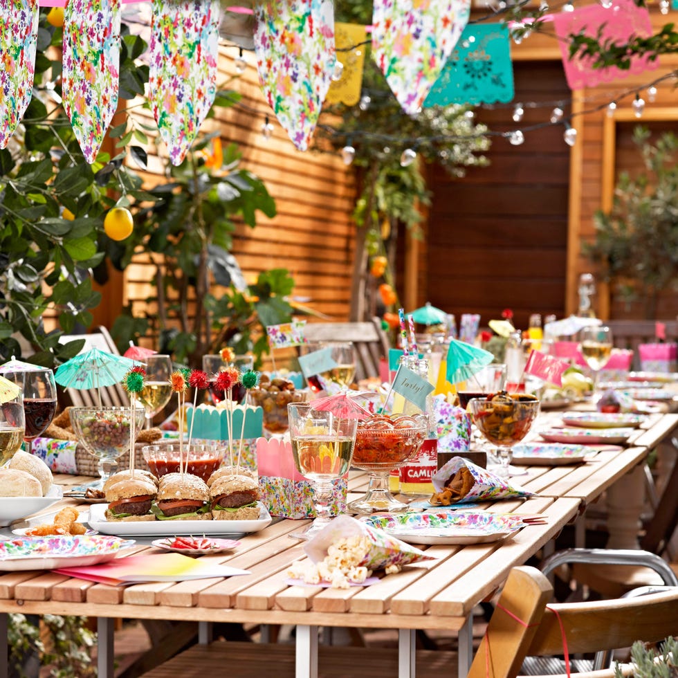 Furniture, Food, Table, Decoration, Party supply, Party, Cuisine, Sweetness, Outdoor furniture, Outdoor table, 