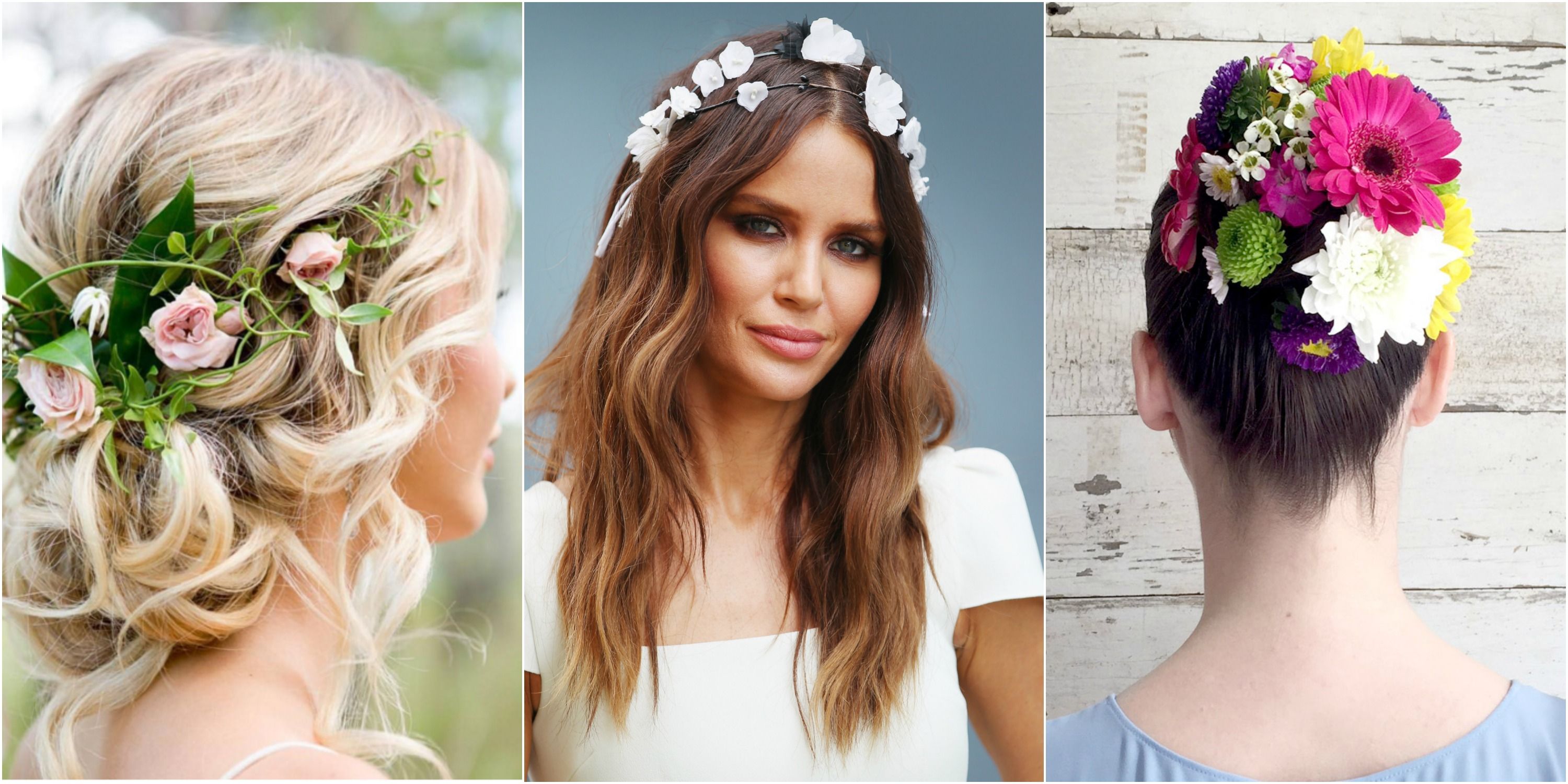 25 Romantic Long Wedding Hairstyles Using Flowers |