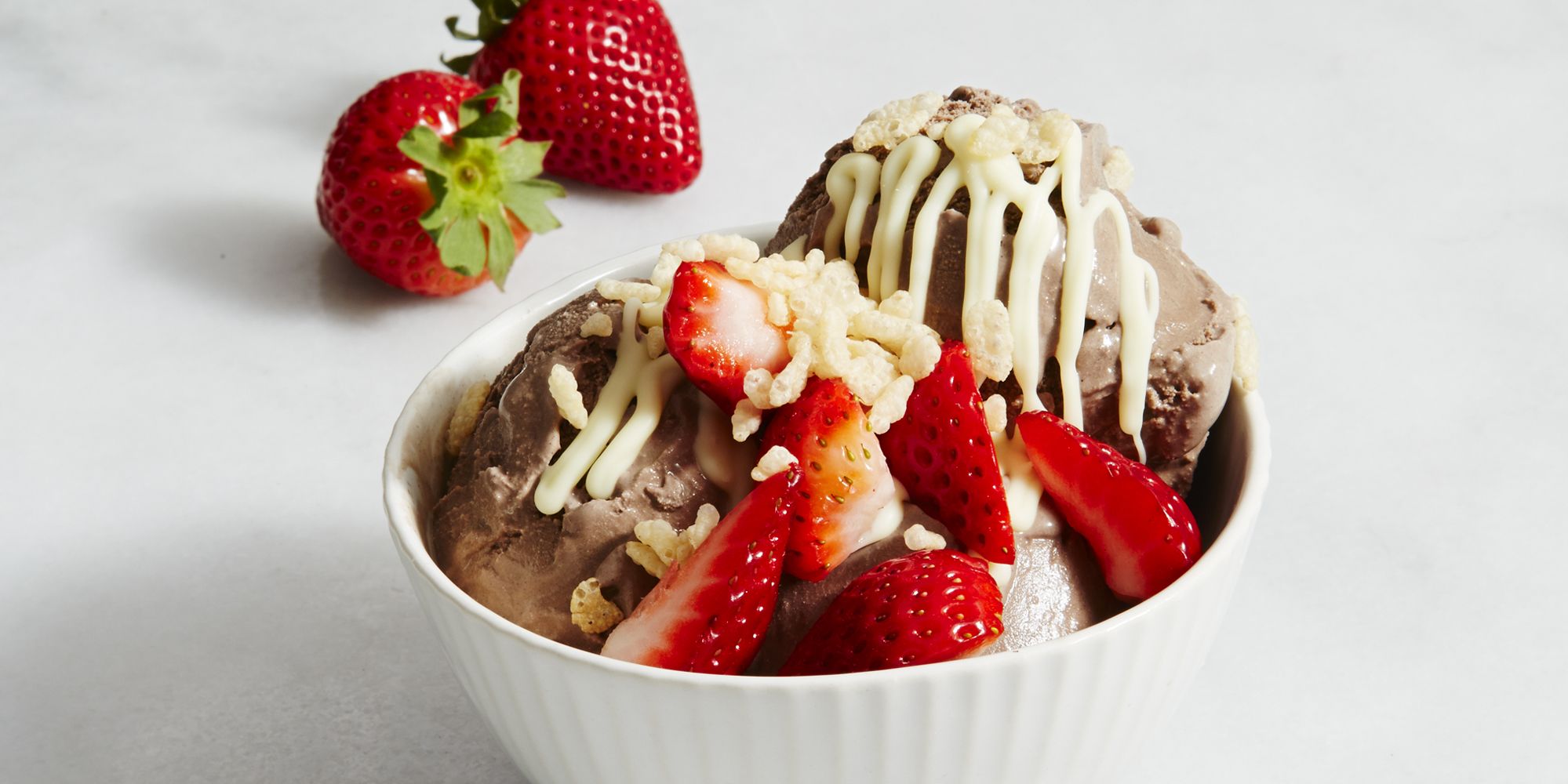 strawberry and chocolate ice cream sundae