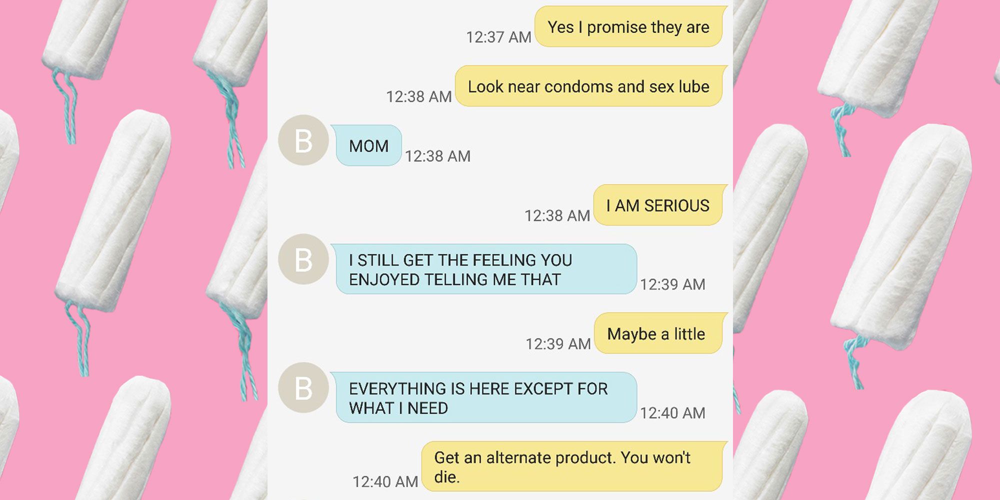This Text Exchange About Tampons Between a Mom and Daughter Is Hilarious