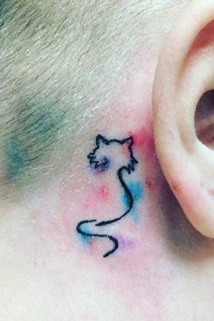 Tattoo uploaded by Kaitlyn Rounds  Cat behind the ear  Tattoodo