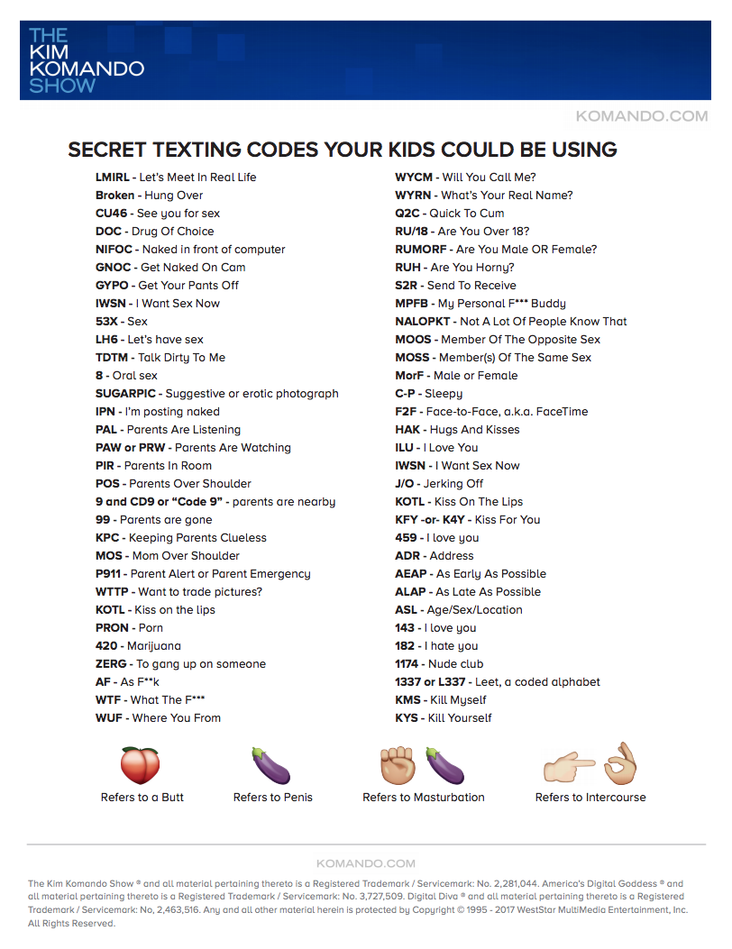 Secret Sexting Codes Teens Are Using -- Texting Codes For photo picture