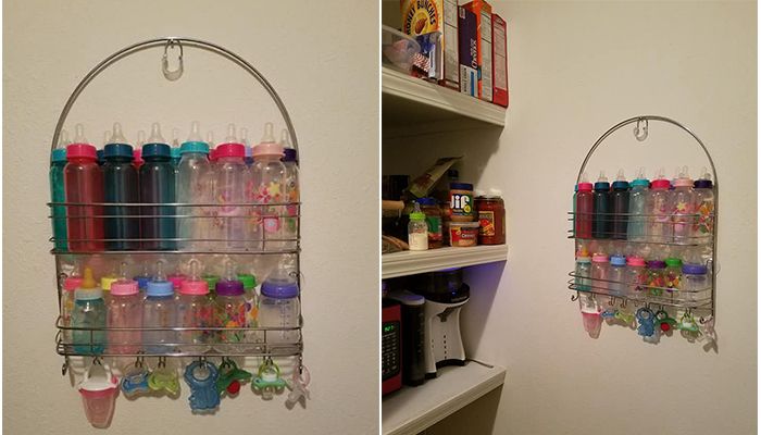Genius Baby Bottle Storage Hack - Mom Uses Shower Caddy for Bottle Storage