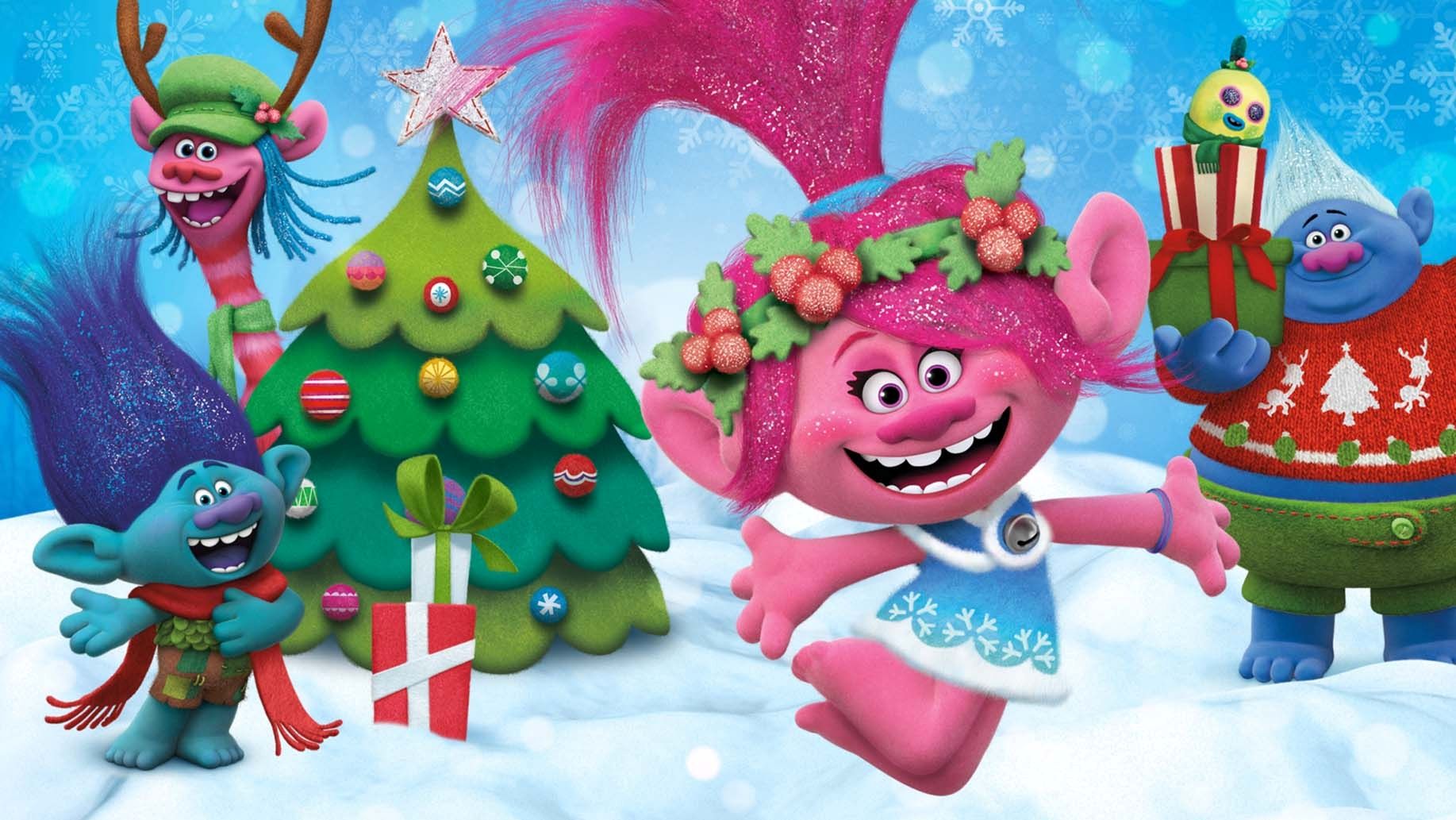 Trolls movie Christmas Holiday Stocking and Santa Hat