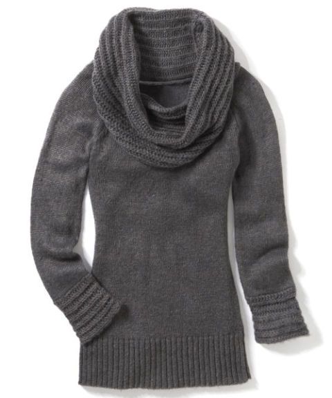 Cable & Gauge Cowl Neck Pocket Tunic in Gray
