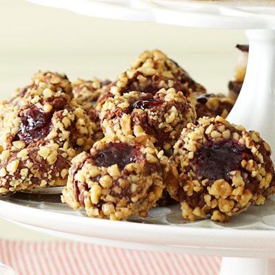 chocolate walnut thumbprint cookies