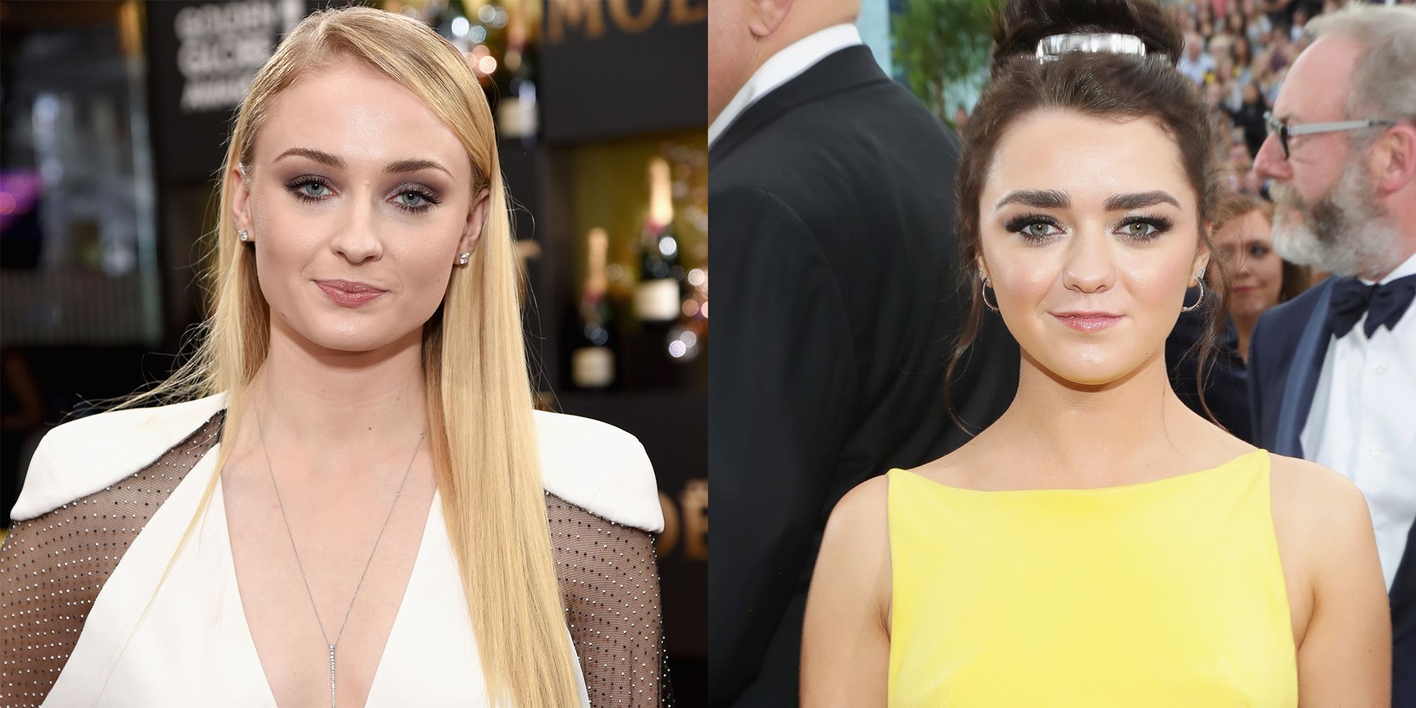 Sophie Turner Fixed Maisie Williams's Train at Golden Globes 2017