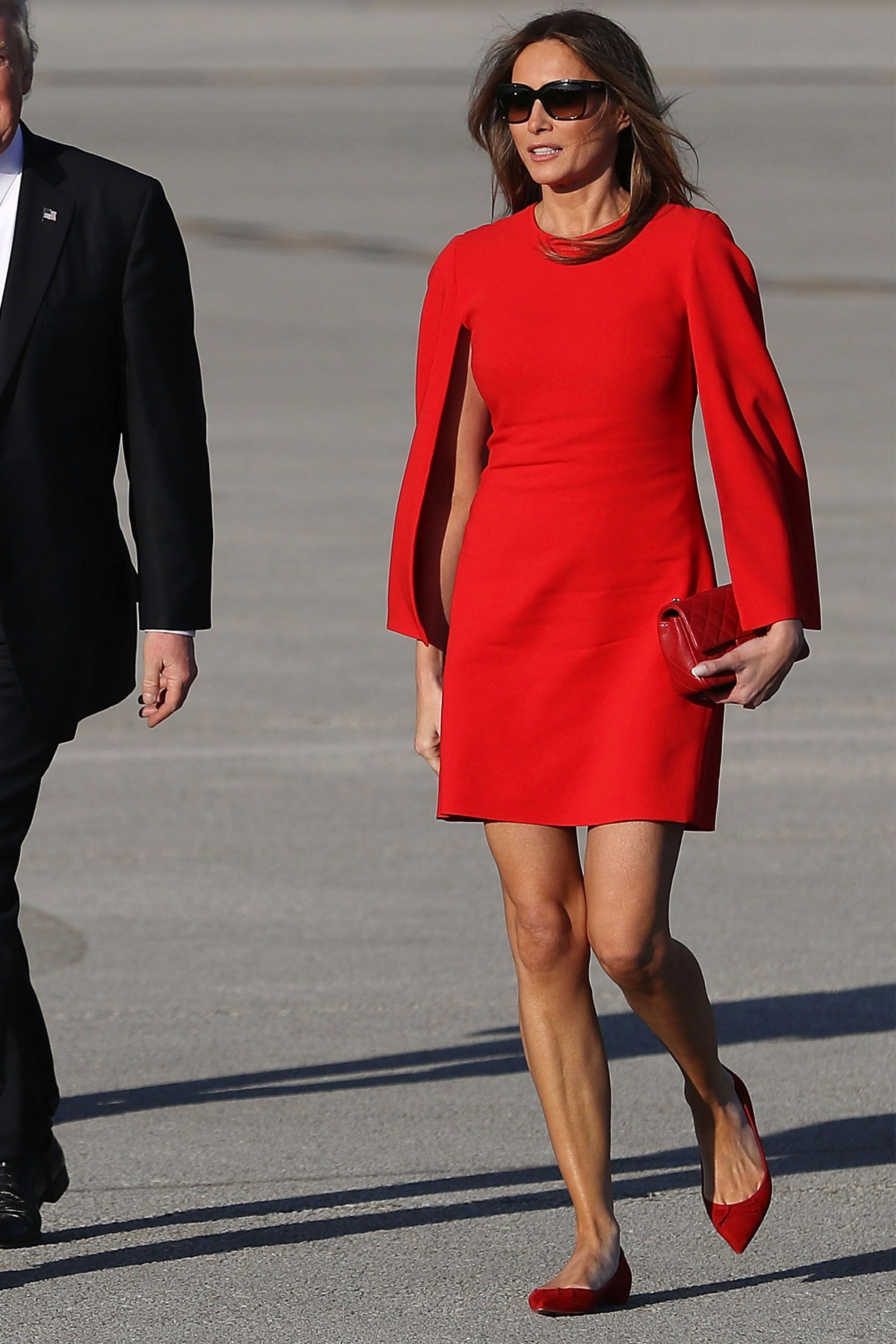 Melania in red dress hotsell