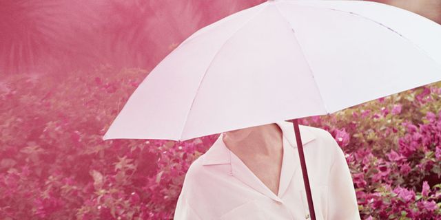 Sleeve, Shoulder, Textile, Red, Pink, Umbrella, Magenta, People in nature, Fashion, Waist, 