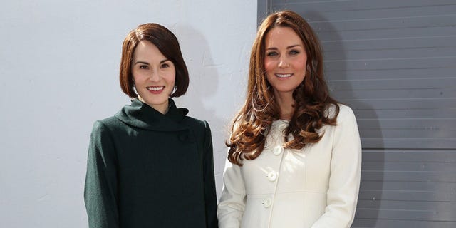 Kate Middleton and Michelle Dockery - Downton Abbey set - Duchess of Cambridge