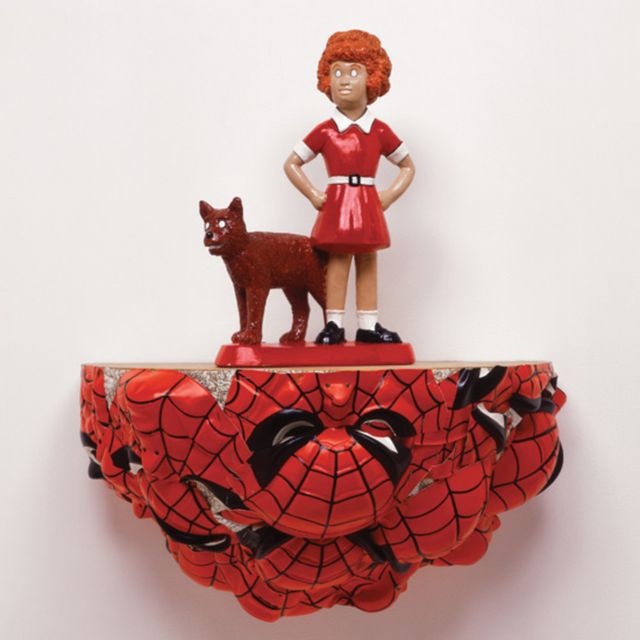 Toy, Red, Carnivore, Spider-man, Figurine, Working animal, Creative arts, Craft, Fictional character, Animal figure, 