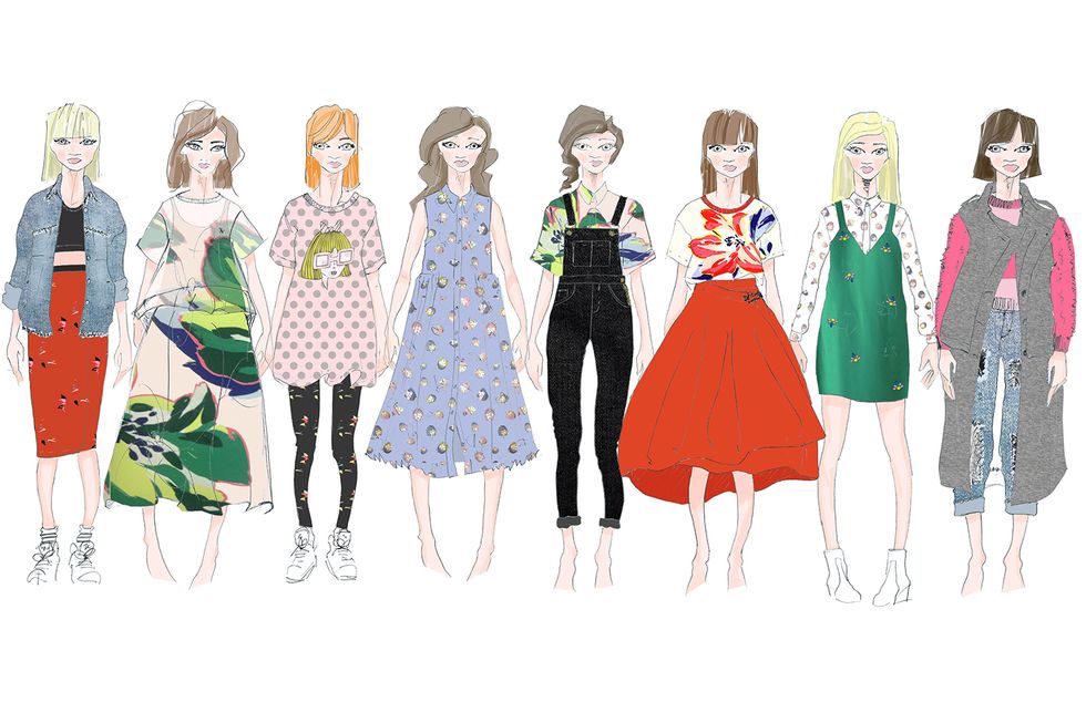 People, Social group, Standing, Style, Line, Fashion illustration, Interaction, Pattern, Art, Costume design, 