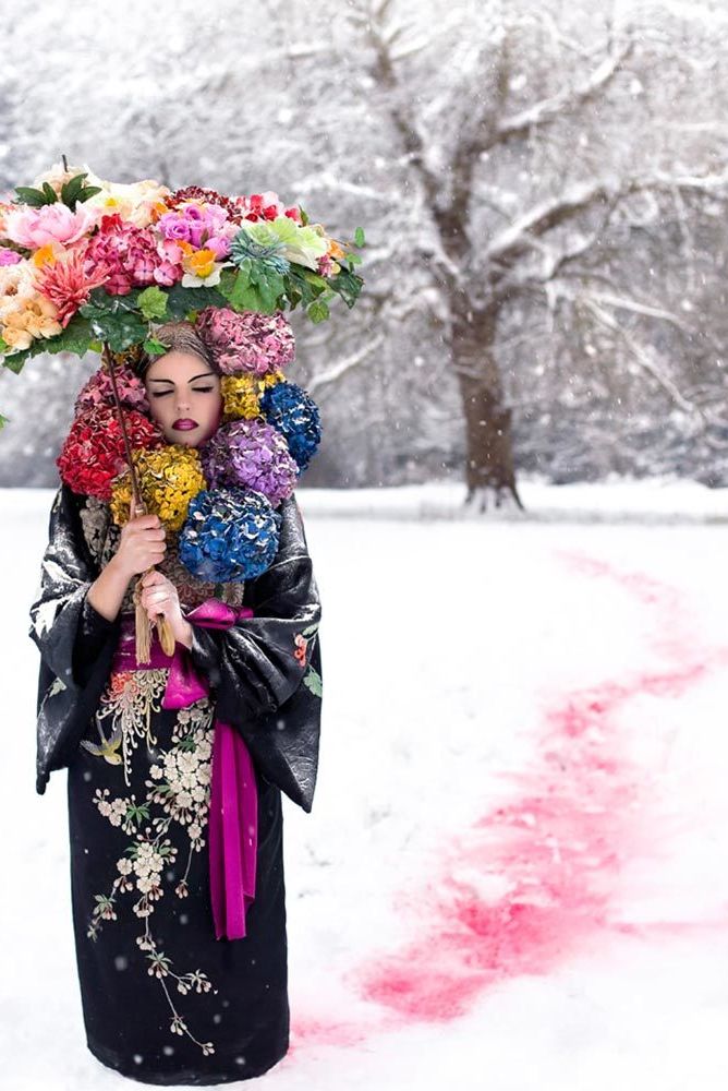 Winter, Petal, Magenta, Bag, Cut flowers, Artificial flower, Flower Arranging, Snow, Floral design, Creative arts, 