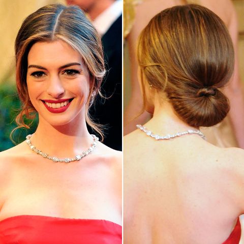 anne hathaway updo