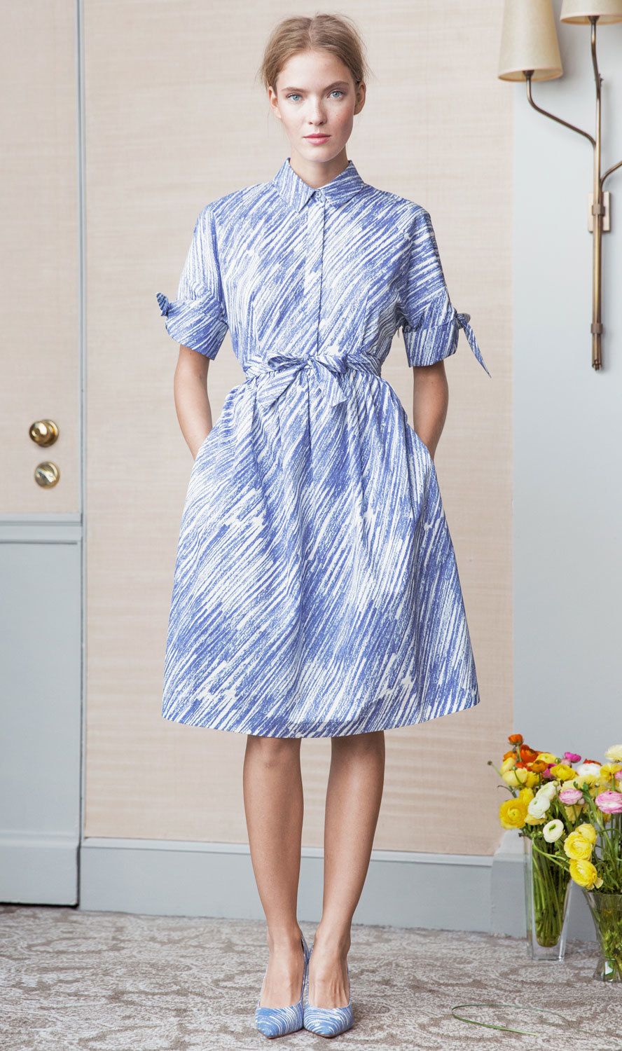 Clothing, Blue, Dress, Sleeve, Shoulder, Textile, Joint, One-piece garment, Style, Pattern, 
