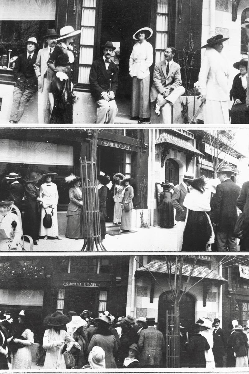 Coco Chanel in front of the first Chanel store (1913)
