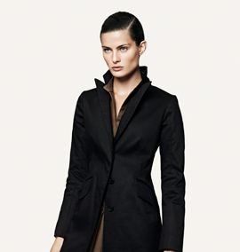 Collar, Sleeve, Shoulder, Coat, Standing, Photograph, Joint, Outerwear, Formal wear, Style, 