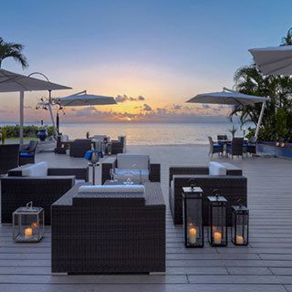 Resort, Ocean, Shade, Umbrella, Outdoor furniture, Beach, Tropics, Evening, Dusk, Caribbean, 