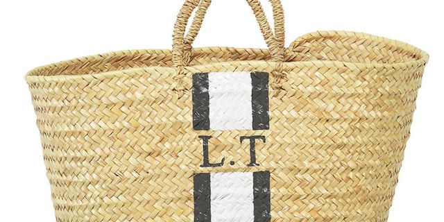 Basket, Wicker, Storage basket, Home accessories, Beige, Picnic basket, Label, 