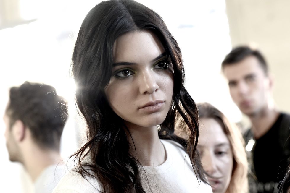 Kendall Jenner backstage at Versace