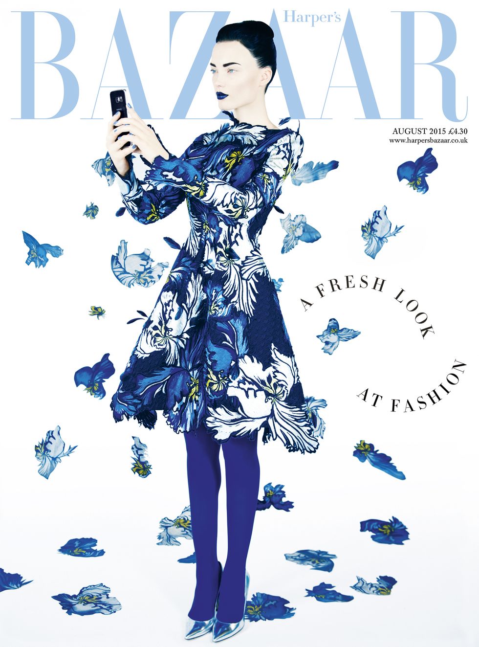 Harper's Bazaar August 2015 issue cover, powered by Samsung