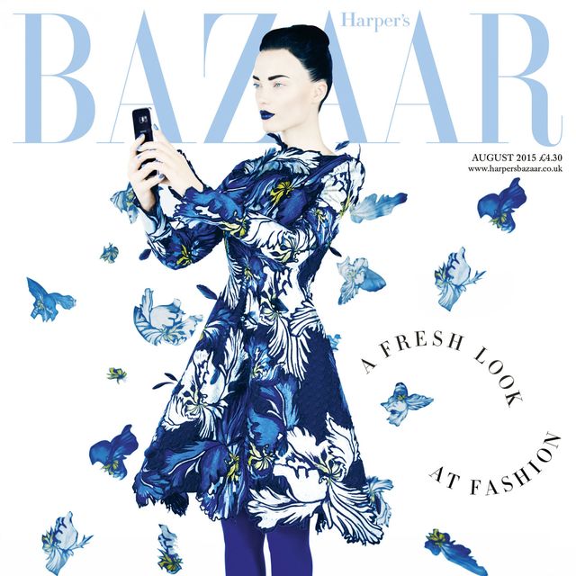 Harper's Bazaar August 2015 issue cover, powered by Samsung