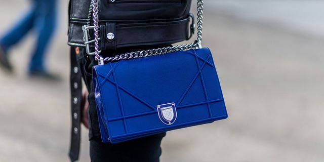 Bright blue Dior bag