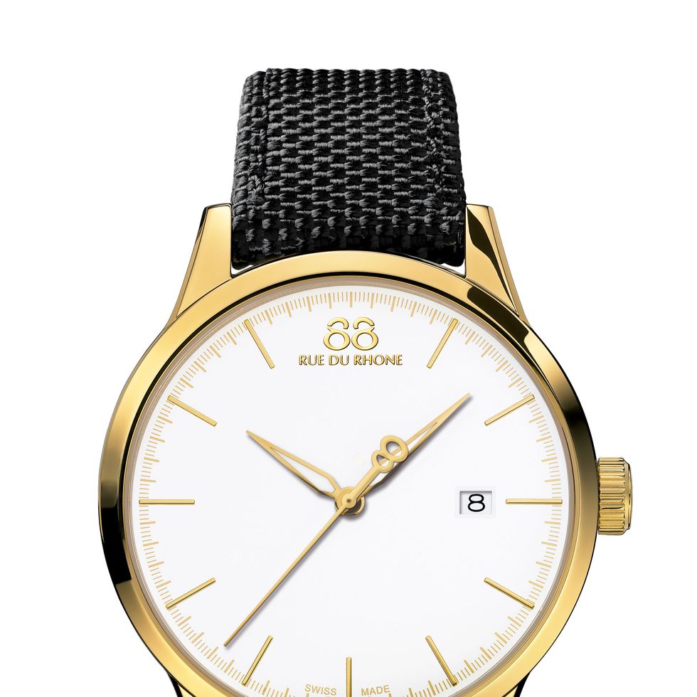 Product, Watch, Brown, Yellow, Analog watch, Glass, Photograph, White, Fashion accessory, Font, 