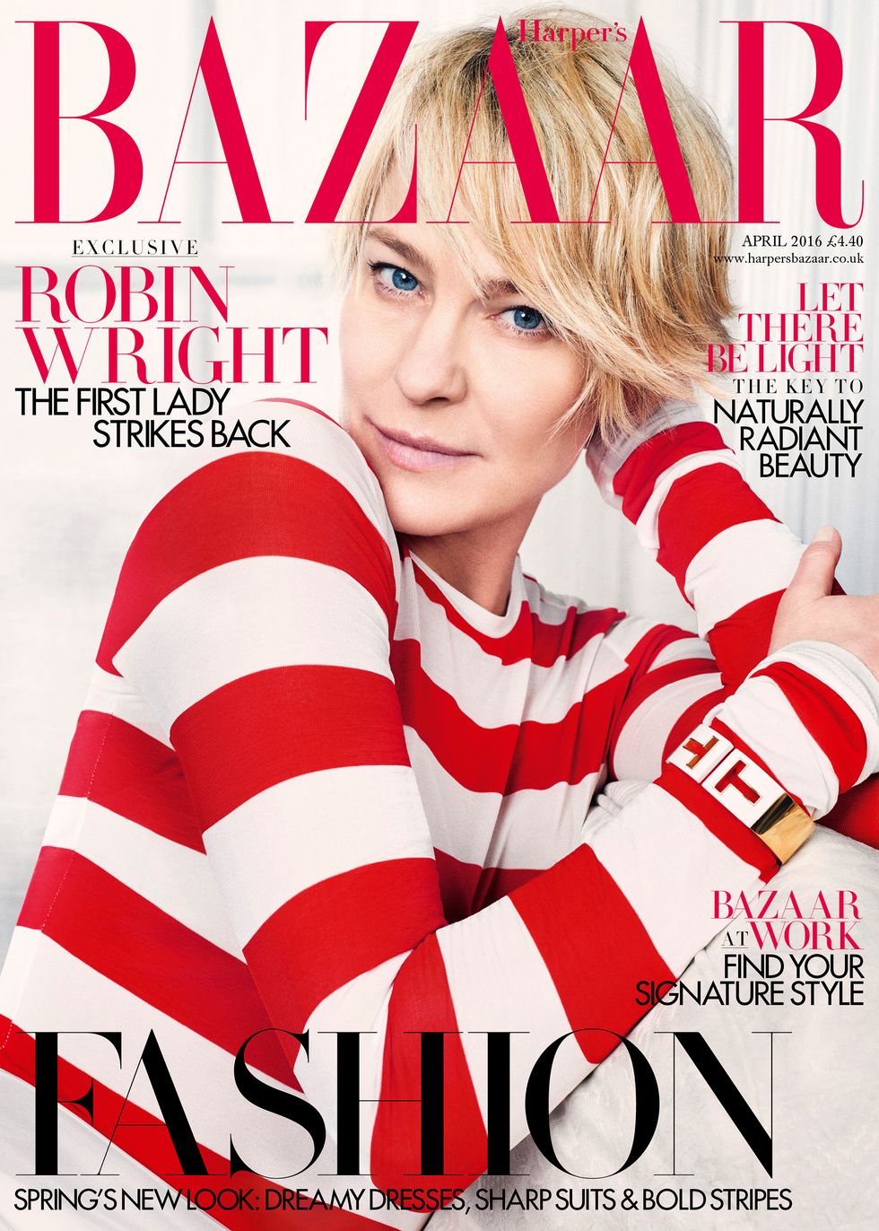 Robin Wright for Harper's Bazaar April 2016 issue newsstand cover