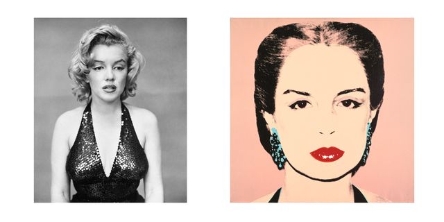 Richard Avedon Marilyn Monroe, actress, New York,  May 6, 1957, Andy Warhol Carolina Herrera, 1979  Acrylic and silkscreen ink on linen 40 x 40 inches (101.6 x 101.6 cm)