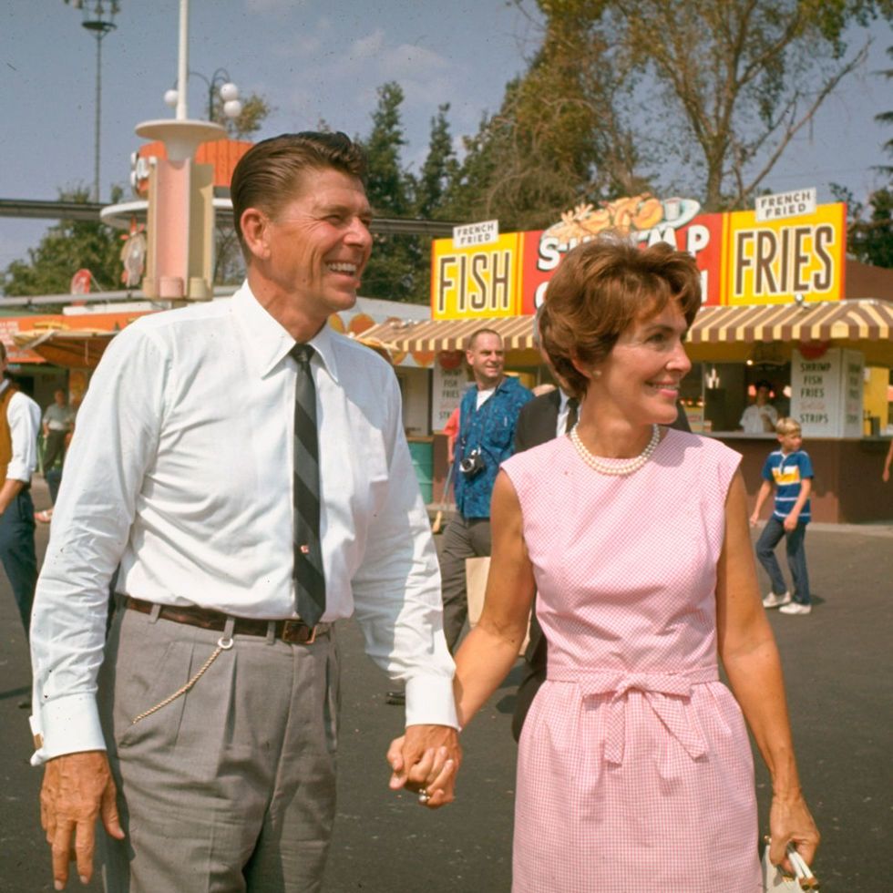 Nancy Reagan with her husband on the campaign trail in 1966