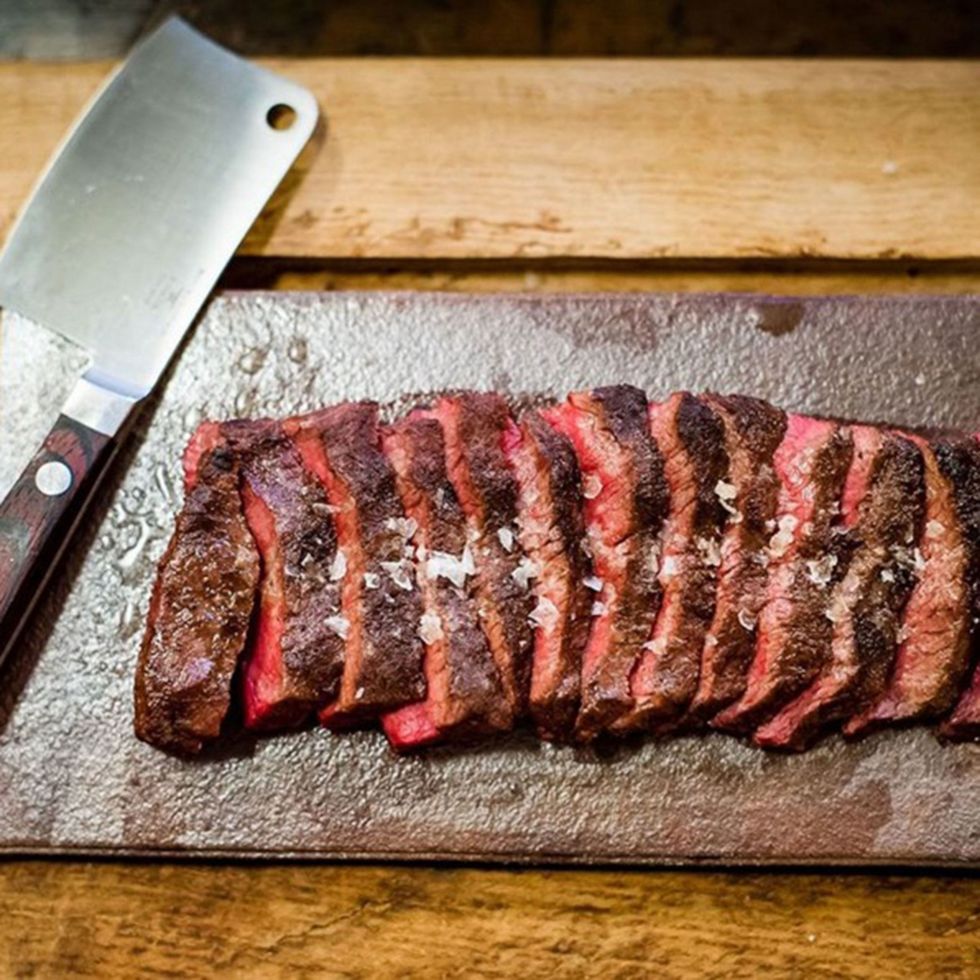 Beef, Food, Ingredient, Pork, Beef tenderloin, Red meat, Kitchen utensil, Flat iron steak, Kitchen knife, Steak, 