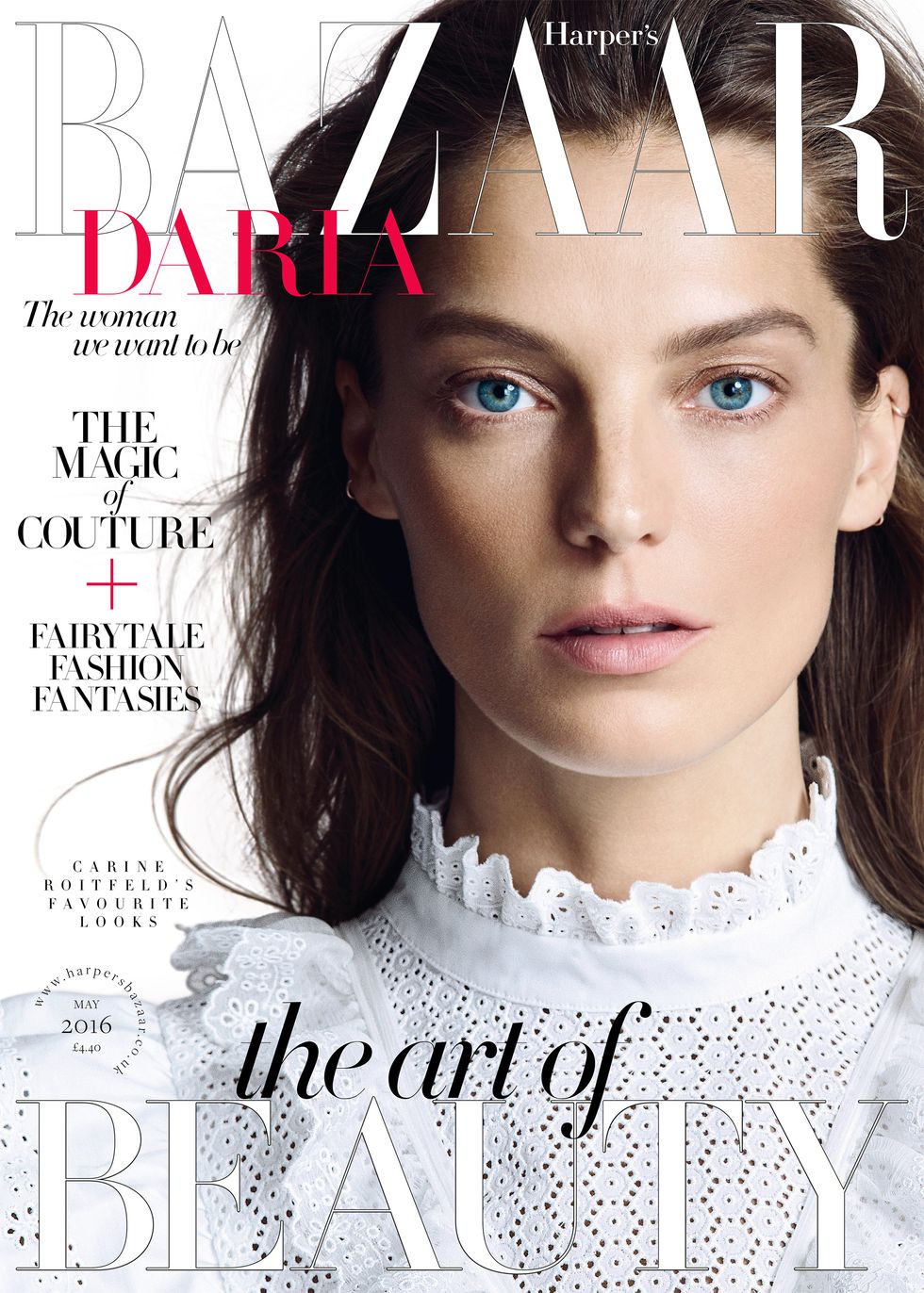 Daria Werbowy May 2016 issue cover of Harper's Bazaar