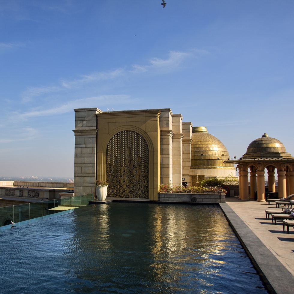 The rooftop pool at the Leela Palace