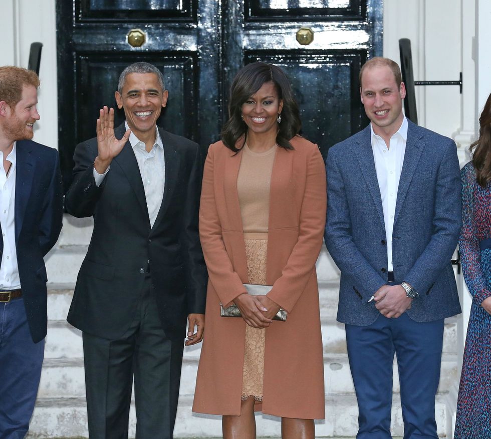 Barack and Michelle Obama visit the Duke and Duchess of Cambridge and Prince George at Kensington Palace